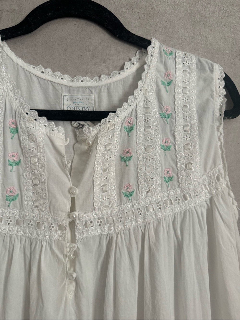 Erika Taylor Intimates
Nightgown Country Cotton Pink Lace Embroidery  ~ Size M - Picture 4 of 9